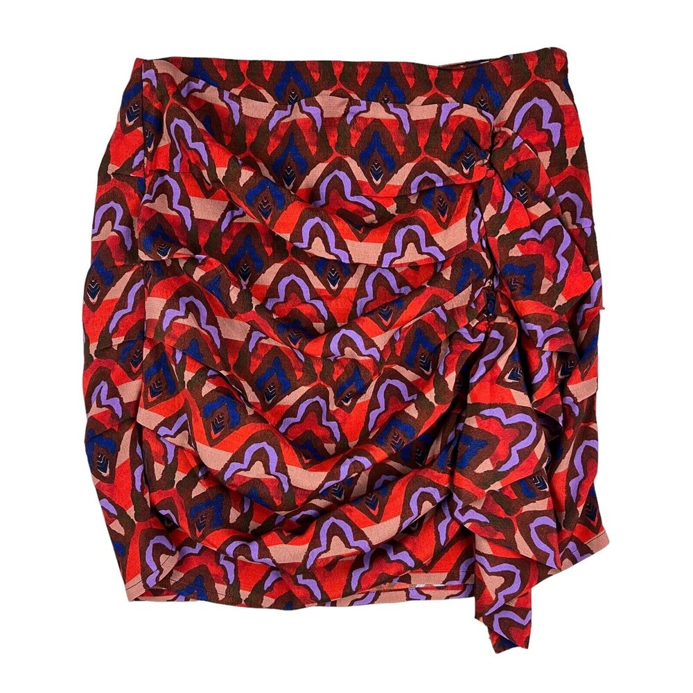 Anthropologie Dolan Left Coast Ruffle Mini Skirt Size XXS NWT Red Blue Purple